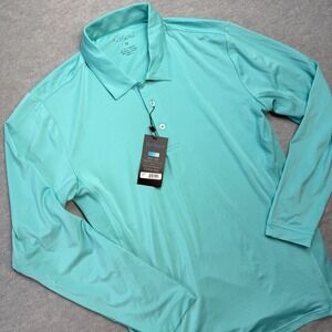San Soleil Polo Shirt Mens Medium Aqua Golf Tennis SolCool UV 50 Cooling NEW